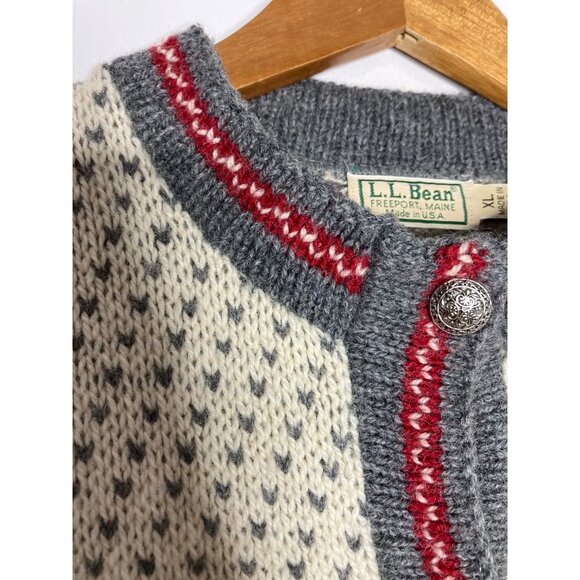 L.L. Bean Womens XL Nordic Wool Cardigan Sweater Button Front FLAWED READ - Picture 3 of 11